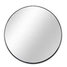 Photo 1 of 30 in. W x 30 in. H Round Framed Wall Mounted Bathroom Vanity Mirror Black
