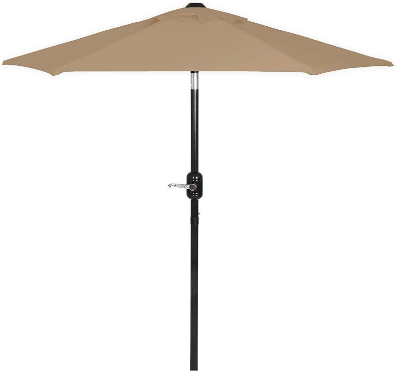 Photo 1 of 6 Ft Outdoor Patio Umbrella, Easy Open/Close Crank and Push Button Tilt Adjustment - Sand Market Umbrellas
