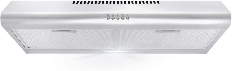 Photo 1 of Cosmo COS-5MU30 30 in. Under Cabinet Range Hood Ductless Convertible Duct, Slim Kitchen Stove Vent with, 3 Speed Exhaust Fan, Reusable Filter and LED Lights in Stainless Steel, 30 inch
