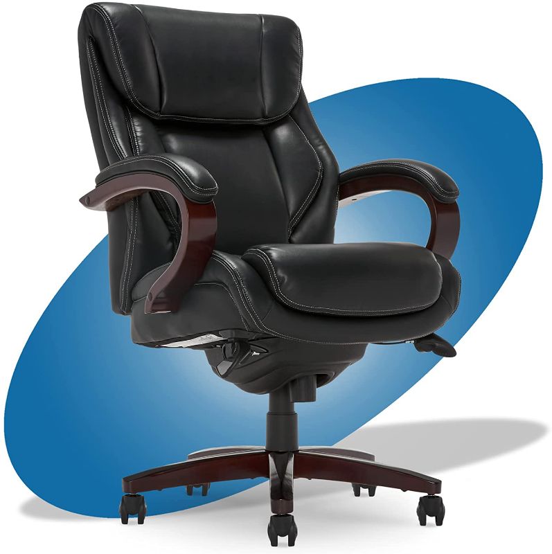 Photo 1 of La-Z-Boy 45783A Bellamy Bonded Leather Executive Office Chair with Memory Foam Cushions, Black
