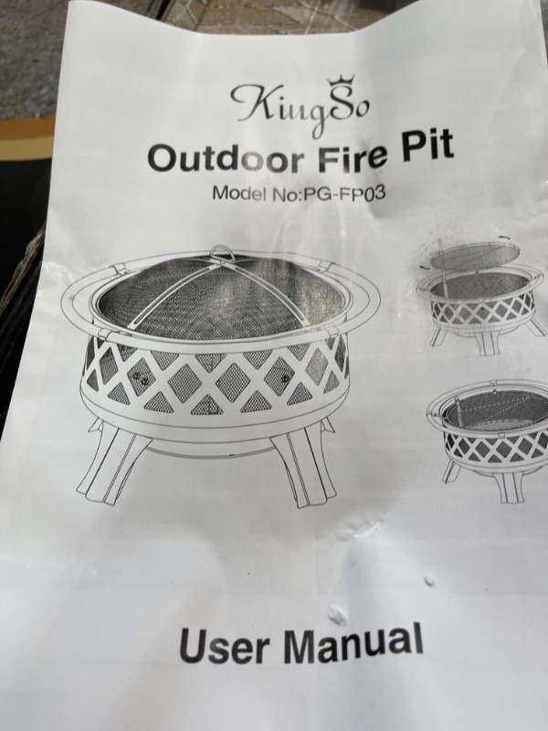 Photo 4 of 2 in 1 Fire Pit with Cooking Grate 30'' Wood Burning Firepit Outdoor Fire Pits Steel Firepit Bowl Outside with Swivel BBQ Grill, Spark Screen, Poker for Backyard Garden Bonfire Patio
