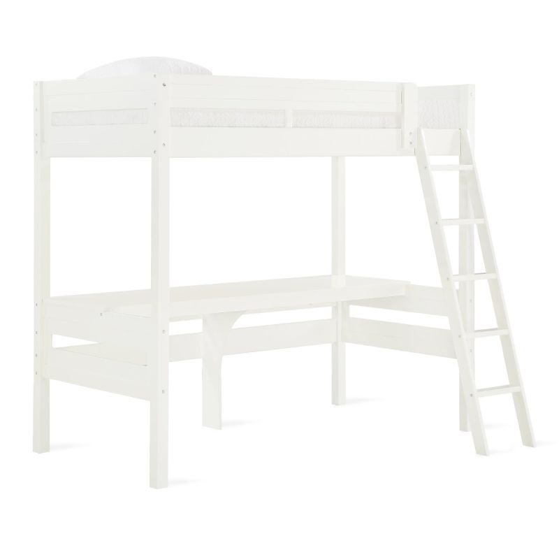 Photo 1 of (PARTS ONLY; CRACKED COMPONENTS) Harlan Twin Size Loft Bed with Desk and Ladder White