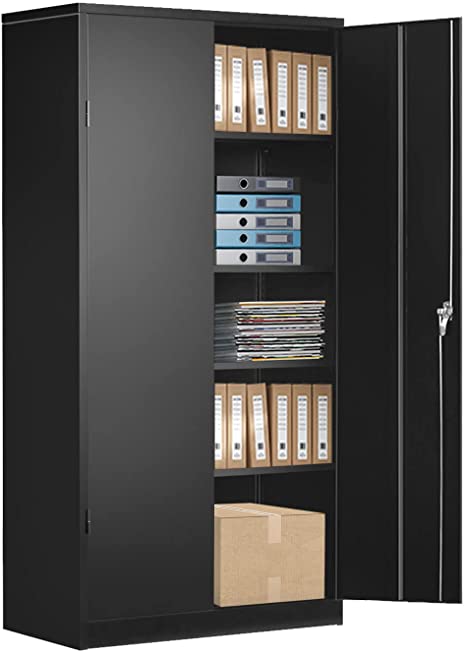 Photo 1 of (DENTED; MISSING MANUAL/HARDWARE) Tall Metal Storage Cabinet with Locking Doors and 4 Adjustable Shelves, 72.05" H x 36.22" W x 18.11", Steel Utility Cabinet