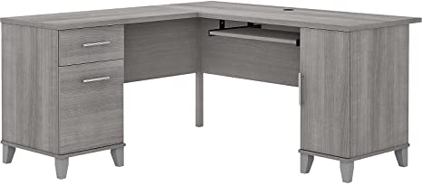 Photo 1 of (INCOMPLETE) 
(BOX2OF2; REQUIRES BOX1 FOR COMPLETION) 
Bush Furniture Somerset 60W L Shaped Desk with Storage in Platinum Gray
