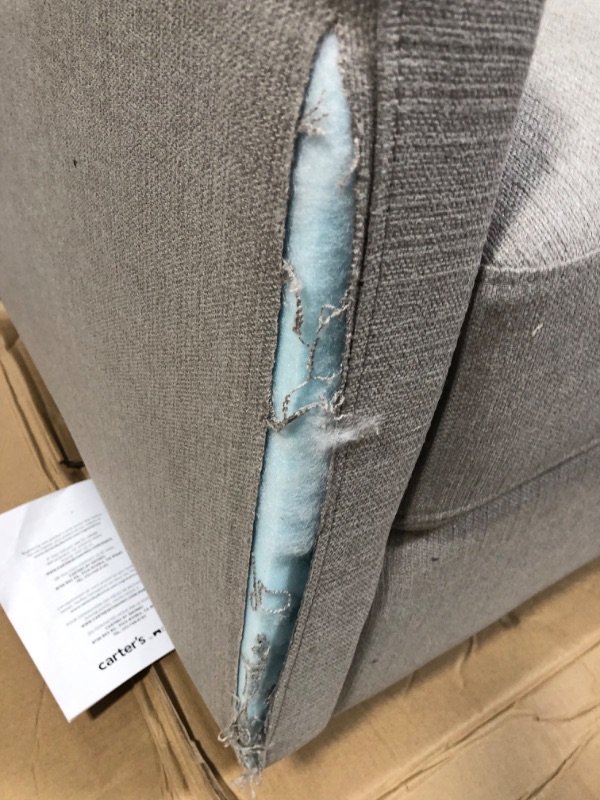 Photo 1 of (TORN FRONT EDGE MATERIAL) Carter's by DaVinci Adrian Swivel Glider with Storage Ottoman Performance Grey Linen