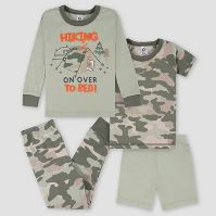 Photo 1 of Gerber Baby Boys' 4pc Camouflage Hiking Snug Fit Pajama Set - Green- 18m