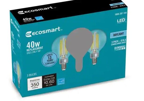 Photo 1 of 40-Watt Equivalent G16.5 Dimmable ENERGY STAR CEC Filament LED Light Bulb Daylight (3-Pack)
SET OF 4