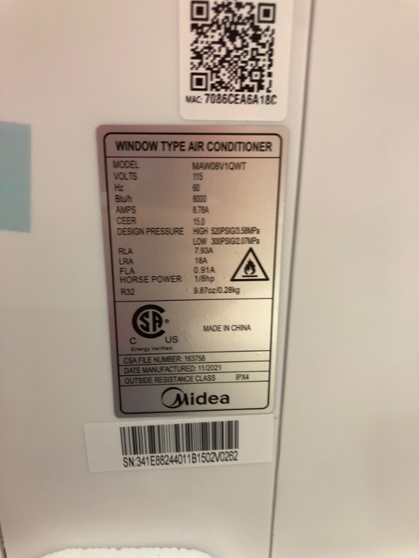 Photo 1 of Midea 8,000 BTU U-Shaped Smart Inverter Window Air Conditioner–Cools up to 350 Sq. Ft., Ultra Quiet with Open Window Flexibility, Works with Alexa/Google Assistant, 35% Energy Savings, Remote Control
