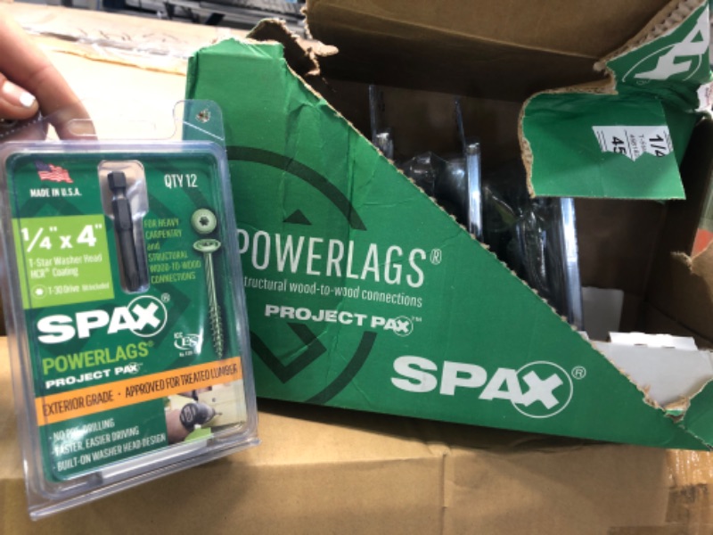 Photo 1 of CASE OF 5-Spax PowerLags 1/4 in. X 4 in. Washer Head Exterior Structure Screw (12 Ct.)

