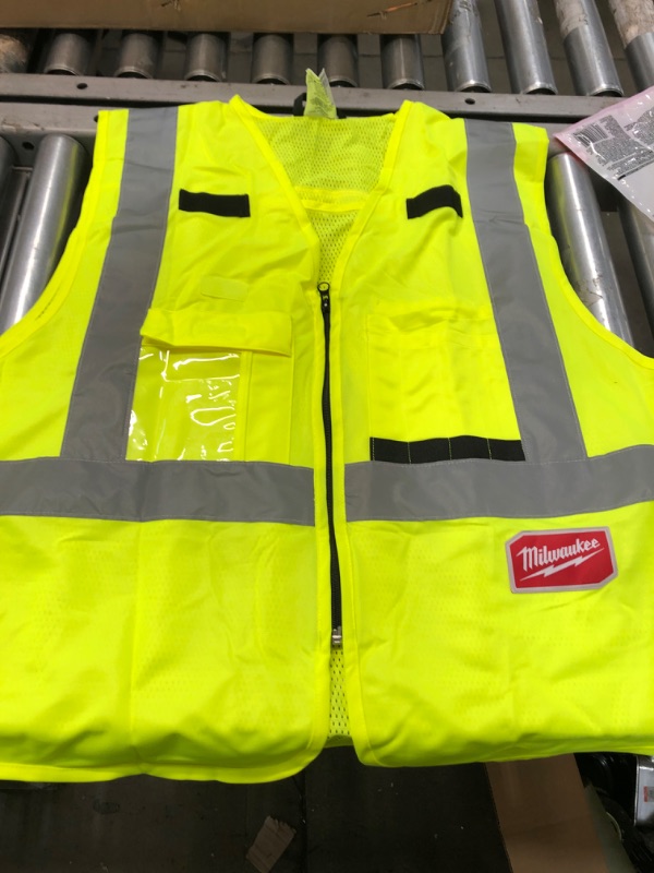 Photo 2 of Milwaukee Large/X-Large Yellow Class 2 High Visibility Safety Vest with 10 Pockets