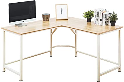 Photo 1 of TOPSKY L-Shaped Desk Corner Computer Desk 55" x 55" with 24" Deep Workstation Bevel Edge Design (Oak)
