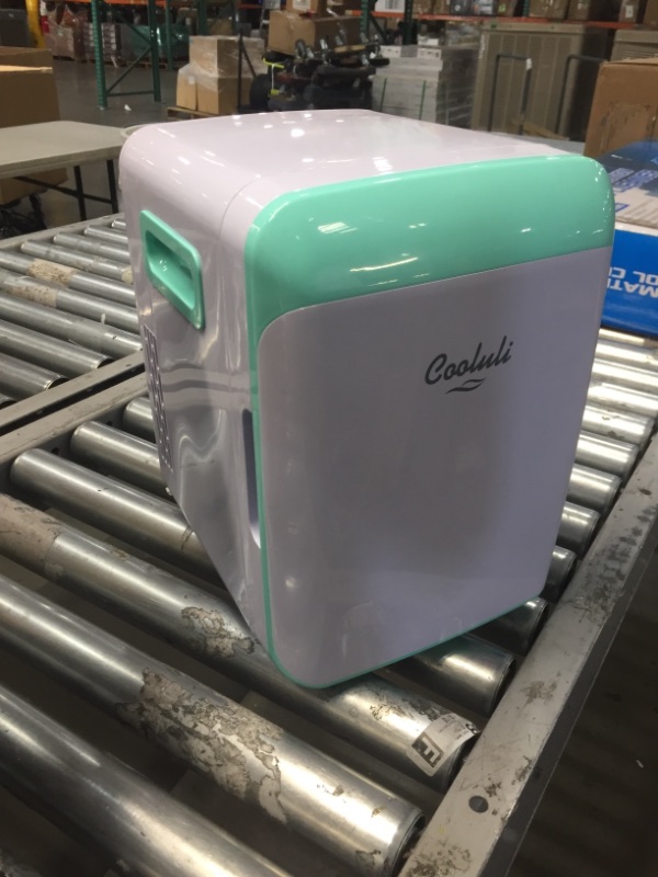 Photo 2 of Cooluli 10L Mini Fridge for Bedroom - Car, Office Desk & College Dorm Room - 12V Portable Cooler & Warmer for Food, Drinks, Skincare, Beauty, Makeup & Cosmetics - AC/DC Small Refrigerator (Turquoise)
