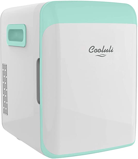 Photo 1 of Cooluli 10L Mini Fridge for Bedroom - Car, Office Desk & College Dorm Room - 12V Portable Cooler & Warmer for Food, Drinks, Skincare, Beauty, Makeup & Cosmetics - AC/DC Small Refrigerator (Turquoise)
