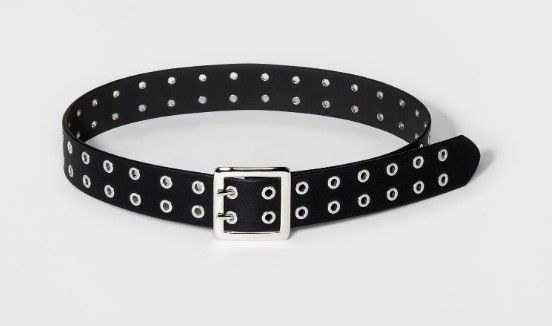 Photo 1 of 4PK-SIZE L-Women's Double Laser Cut Adjustable Western Grommet Belt - Wild Fable™ Black

