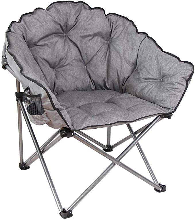 Photo 1 of MacSports C932S-129 Padded Cushion Outdoor Folding Lounge Patio Club Chair, Gray
