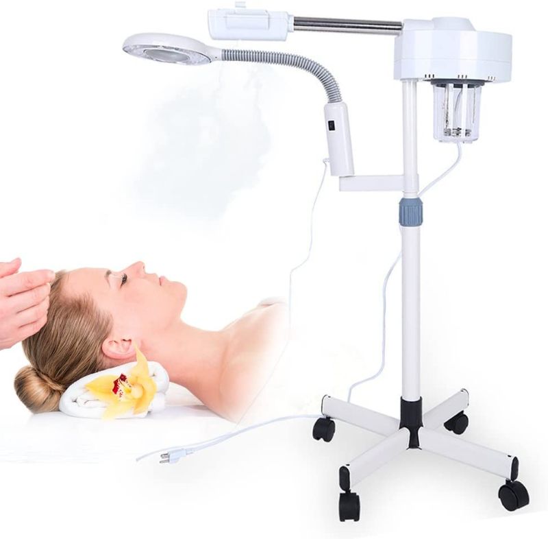 Photo 1 of ***PARTS ONLY*** 5X Magnifying Facial Steamer Lamp, Multifunction Spa LED Floor Lamp Professional Humidifier Beauty Facial Clean Skin Care Tool
