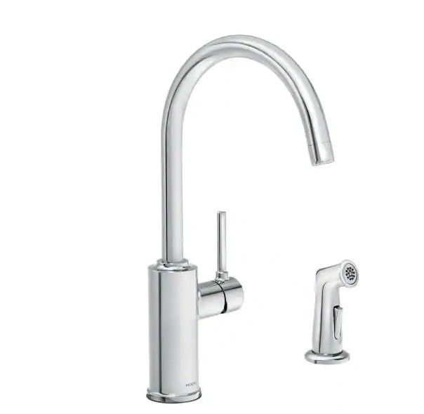 Photo 1 of 
MOEN
Sombra Single-Handle Standard Kitchen Faucet with Side Sprayer in Chrome