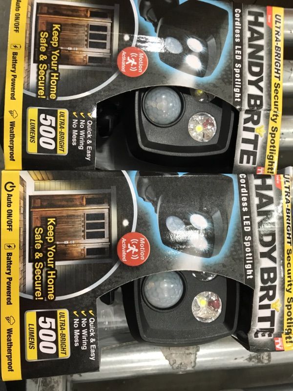 Photo 2 of 2pack - Handy Brite 500 Lumens Cordless Motion-Activated Sensor LED Multi-Location Spotlight, Black (New Open Box)
