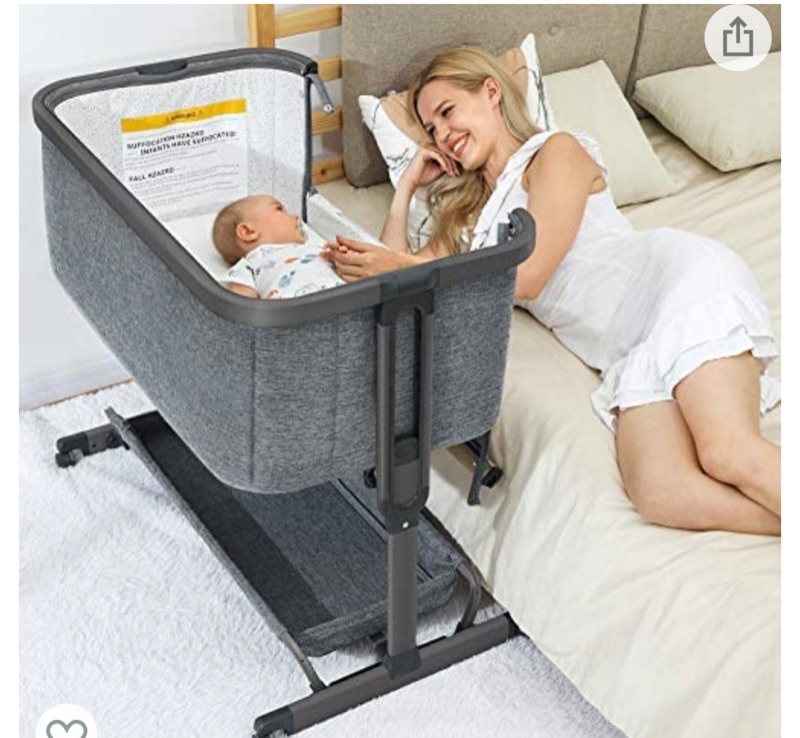 Photo 1 of 3 in 1 Baby Bassinets,AMKE Bedside Sleeper for Baby,Baby Cradle with Storage Basket, Easy to Assemble Bassinet for Newborn/Infant, Adjustable Bedside Crib,Safe Portable Baby Bed,Travel Bag Included