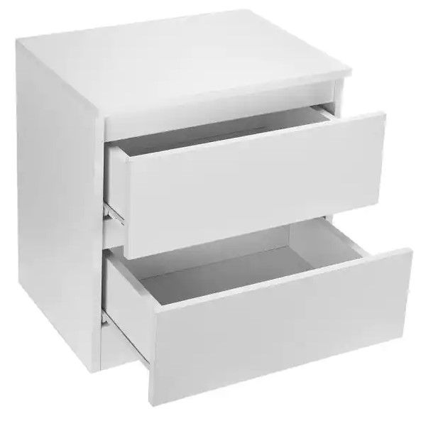 Photo 1 of 2-Drawer White Nightstand