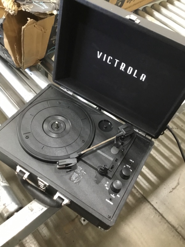 Photo 2 of ****NON-FUCNTIONAL PARTS ONLY***
Victrola Vintage 3-Speed Bluetooth Portable Suitcase Record Player with Built-in Speakers | Upgraded Turntable Audio Sound| Includes Extra Stylus | Black, Model Number: VSC-550BT-BK
