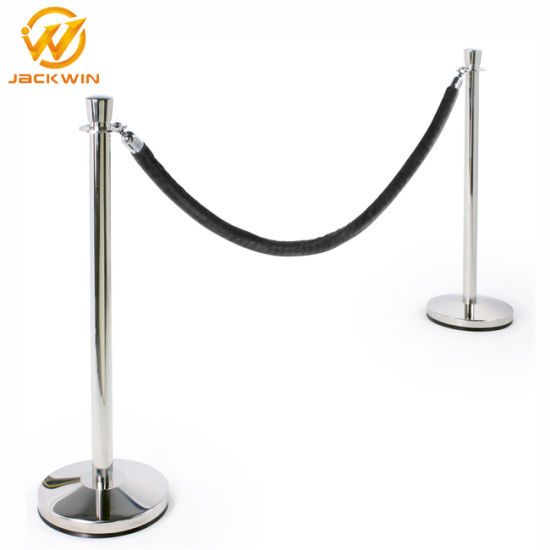 Photo 1 of  Silver Stanchion Post Crowd Control Barriers Queue Rope Barriers - 2 POLES W/ ROPES