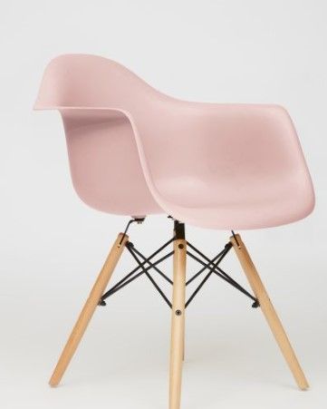 Photo 1 of 2xhome Coral Pink Modern Plastic Armchair Dining Chair WOOD/sBlack Wire Leg Eiffel Dining Room Chair with Arm for Living Room Dining Room
