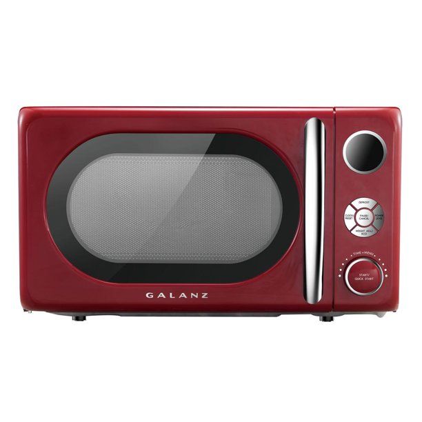 Photo 1 of *NOT WORKING-Galanz GLCMKA07RDR-07 Microwave Oven, LED Lighting, Pull Handle Design, Child Lock,Retro Red, 0.7 Cu.Ft