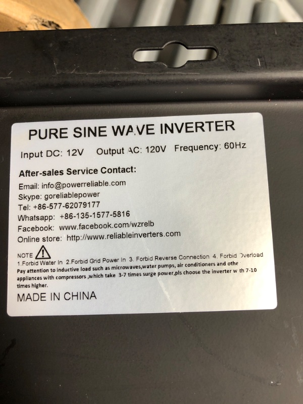 Photo 3 of *SEE NOTE* WZRELB 3000watt Pure Sine Wave Inverter 24V DC to 120V AC 60HZ with LED Display Car Inverter Generator (RBP300024B1)
