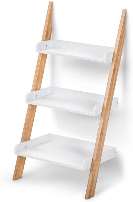 Photo 1 of  Ladder Shelf with 3-Tiers of Storage, White