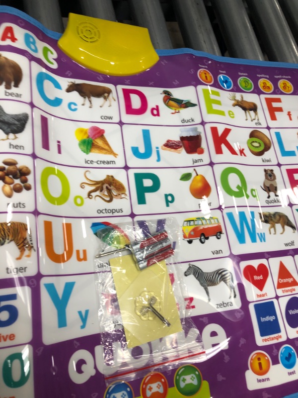 Photo 2 of Alphabet Poster Educational Toy for 2-4 Year Old - ABC Learning Wall Chart for Toddlers Age 1-3 by Quokka - Interactive Speech Therapy Game for Kids 5 6 7 yo - Talking Autistic Gift for Girl & Boy 27 1/2 x 17 1/2" 