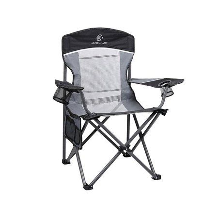 Photo 1 of ALPHA CAMP Oversized Camping Folding Chair Heavy Duty Steel Frame Support 350 LBS Collapsible Padded Arm Chair with Cup Holder Quad Lumbar Back Chair