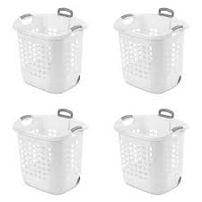 Photo 1 of  Sterilite 1.75 Bushel White Ultra Wheeled Laundry Basket 4 PACK