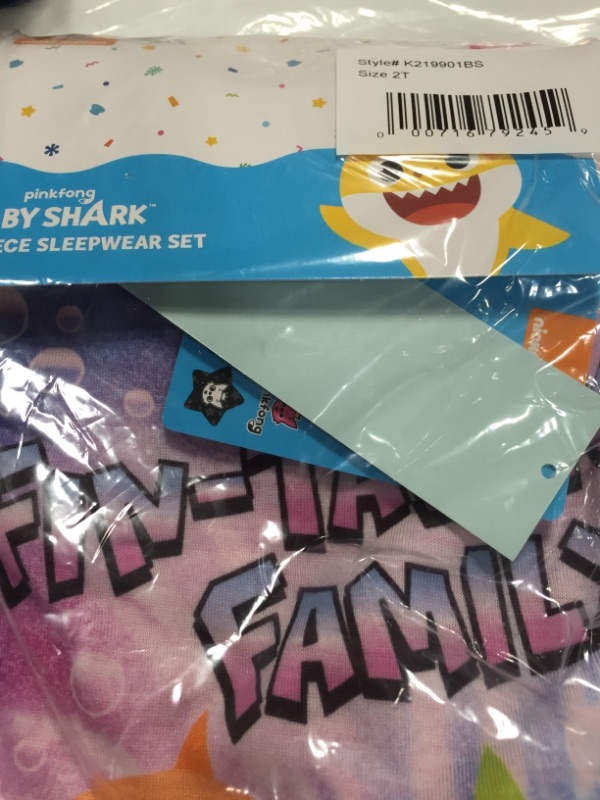 Photo 2 of Toddler Girls' 3pc Baby Shark Pajama Set -2t
