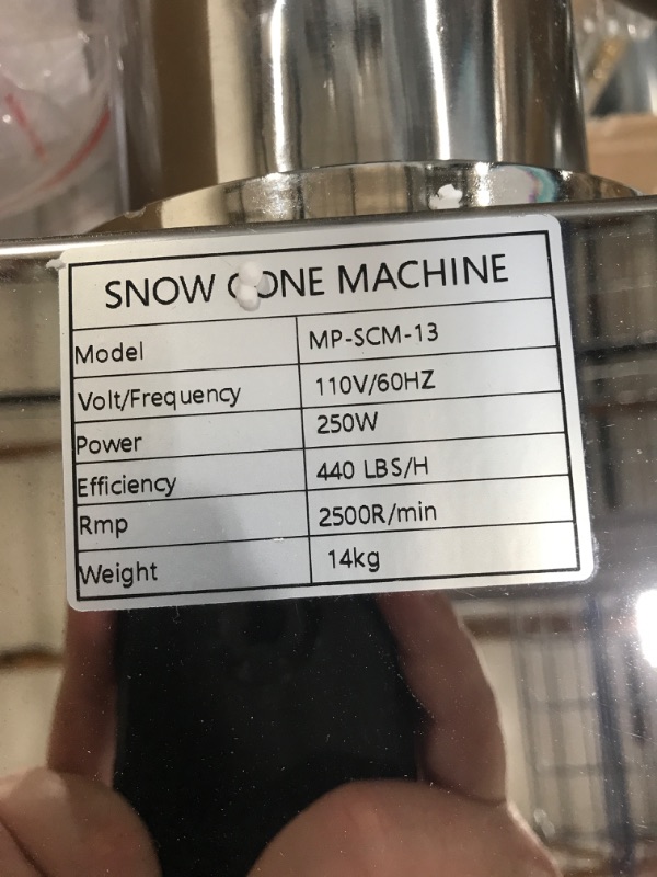 Photo 4 of **parts only** Kacsoo Commercial Ice Crusher,110V Ice Shaver Machine,Electric Snow Cone Machine,with Safety On,Off Switch,for Home and Commercial Use
