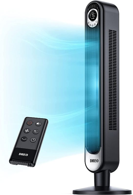Photo 1 of ***PARTS ONLY*** Dreo Tower Fan with Remote, 42 Inch Oscillating Bladeless Fan with 6 Speeds, 3 Modes, LED Display, Quiet Indoor Standing Fans for Home Bedroom Office Room, Black Powerful Floor Fan with 12-Hour Timer
