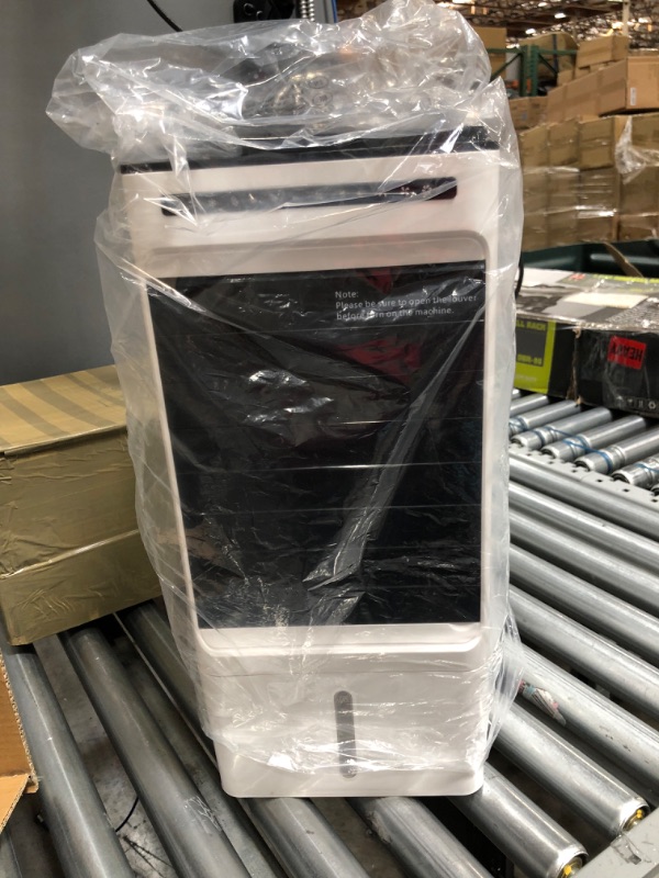 Photo 1 of Evaporative Air Cooler -  2-In-1 Swamp Cooler & Fan Tower w/Remote Control, 3 Speeds & Cool/Heat Mode, 8-Hour Timer, Air Cooling Fan for All-Year Around Use at Home Office Garage Outdoor
