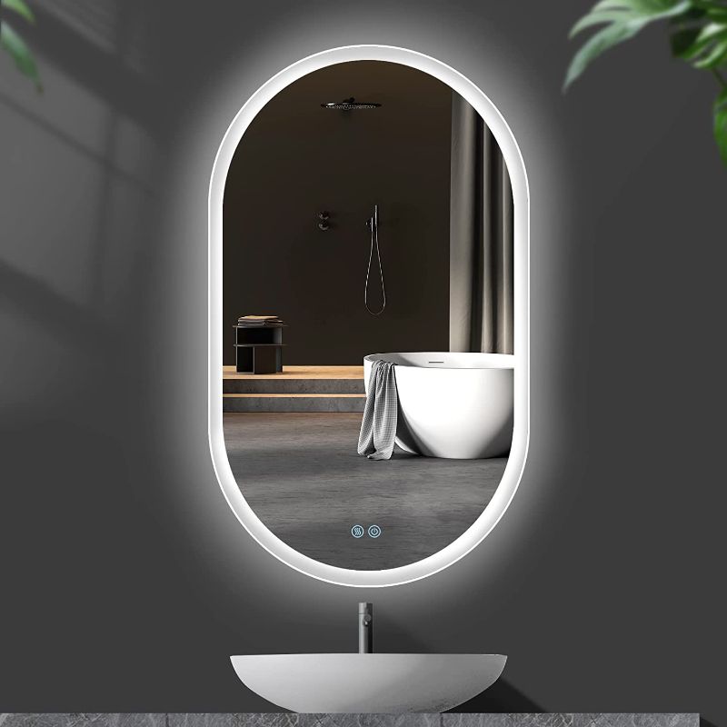 Photo 1 of Getpro 32 X 20 Inch Led Bathroom Mirror for Wall Mounted - Oval Lighted Vanity Mirror with Lights Backlit, Frameless Wall Mirror with Lights Anti-Fog 3000K/4500K/6500k Adjustable Dimmable Lighting
