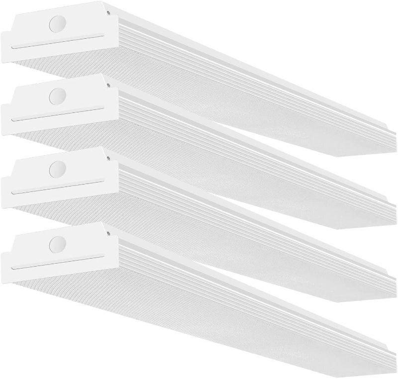 Photo 1 of FaithSail 4FT LED Wraparound 40W Wrap Light, 4400lm, 4000K Neutral White, 4 Foot LED Shop Lights for Garage, 48 Inch LED Light Fixtures Ceiling Mount Office Light, Fluorescent Tube Replacement, 4 Pack
