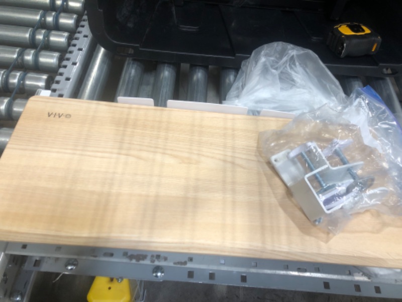 Photo 2 of VIVO Large Clamp-on Computer Keyboard and Mouse Under Desk Mount Slider Tray, 27 (33 Including Clamps) x 11 inch Pull Out Platform Drawer, Light Wood Tray, White Frame, MOUNT-KB05A
