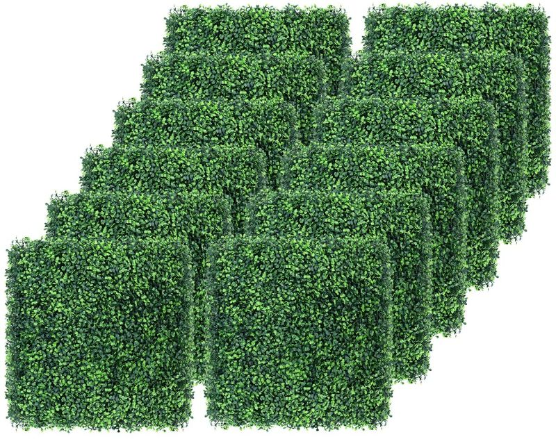 Photo 1 of 12PCS 20" X 20" Artificial Boxwood Topiary Hedge Plant Grass Backdrop Wall UV Protection Indoor Outdoor Privacy Fence Home Decor Backyard Garden Decoration Greenery Walls
