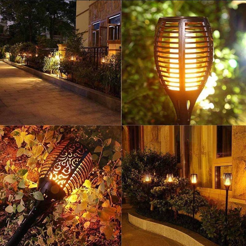 Photo 1 of  Solar Flame Torch Lights Outdoor, Decorative Pack of 2 pcs Each 96 LED Lamp with Dancing Flames Torches Landscape, Waterproof Outdoors Garden Patio Deck Decorations Lighting with Auto On/Off