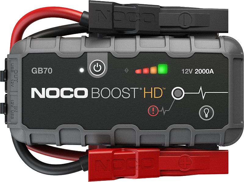 Photo 1 of NOCO Boost HD GB70 2000 Amp 12-Volt UltraSafe Lithium Jump Starter Box, Car Battery Booster Pack, Portable Power Bank Charger, and Jumper Cables for Up to 8-Liter Gasoline and 6-Liter Diesel Engines