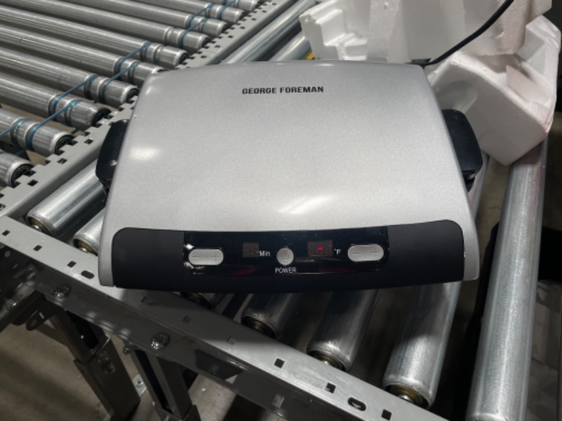 Photo 2 of George Foreman 6-Serving Removable Plate Grill and Panini Press, Silver, GRP99,Silver and Black
