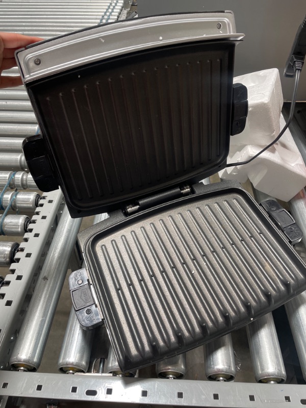 Photo 3 of George Foreman 6-Serving Removable Plate Grill and Panini Press, Silver, GRP99,Silver and Black
