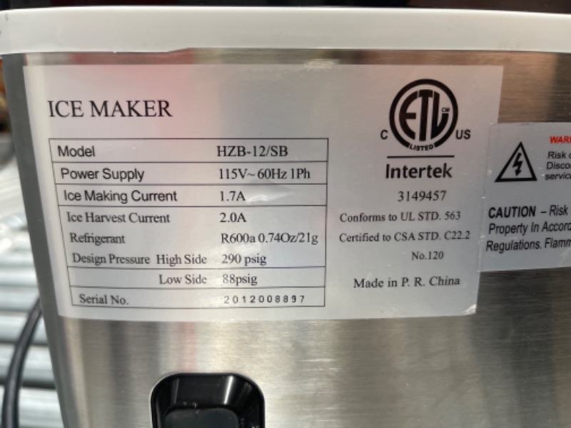 Photo 3 of **nonfunctional**
Frigidaire EFIC123-SSBLACK Compact Countertop Ice Maker, 26lbs of Ice per day, Black Stainless
