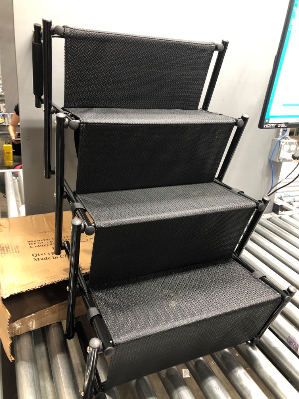 Photo 1 of 4 Steps Upgraded Folding Pet Stairs Ramp Lightweight Portable Cat Dog Ladder with Waterproof Surface Great for Cars Trucks SUV (Black-Widen&Thicken) Model #: CB-777-4
