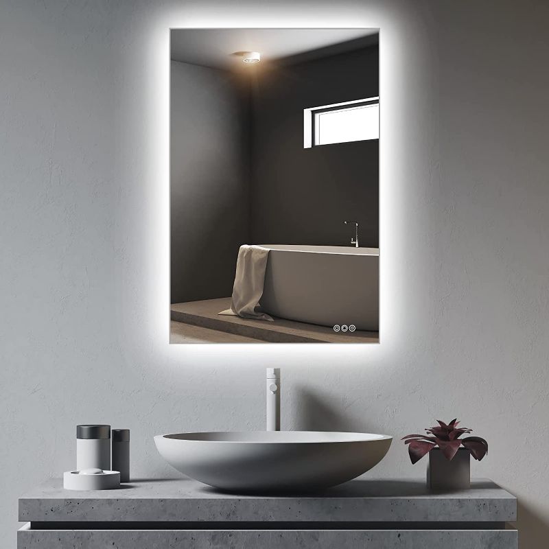 Photo 1 of Firmranch 24” x 36” LED Backlit Mirror Bathroom Vanity Mirror Wall Mounted Lighted Mirror Anti-Fog Dimmable Makeup Mirror with Lights (Horizontal/Vertical)
