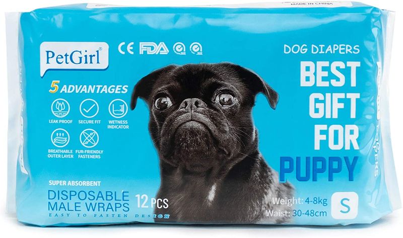 Photo 1 of 2 PACK SHAREWIN Disposable Dog Diapers for Male Dogs|Absorbent Male Dog Wraps with Leak Protection | Excitable Urination, Incontinence, or Male Marking
