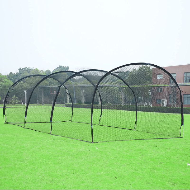 Photo 1 of *NET ONLY* Hitting Cage Net Baseball Batting Cage, Baseball Training Equipment Batting Cage Net, Baseball and Softball Cage Net with Frame and Net, Backyard Hitting and Pitching Practice, 29.5 x 13 x 9 ft
